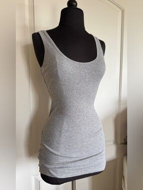 Alo Yoga Ribbed Tank Top Gray Ultra Soft Fitted Stretch Size S